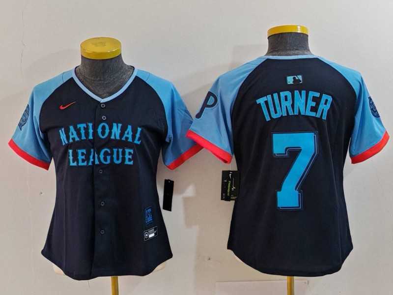 Womens Philadelphia Phillies #7 Trea Turner Navy 2024 All Star Limited Stitched Jersey->2024 mlb all-star->MLB Jersey